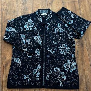 Floral Patterned Black Cardigan